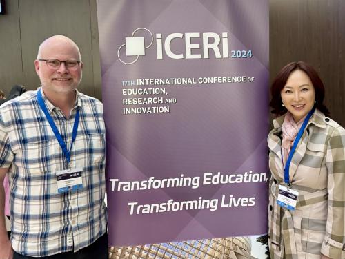 Health promotion and wellness faculty member Minjung Seo (right) with Joshua McKeown, associate provost for international education