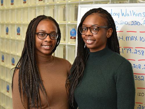 Shaleena and Zina Campbell, outside the Office of Learning Services' tutoring center