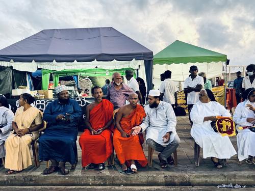 Photo of peaceful Sri Lanka protest with leaders from various religions shown together, taken by Marlon Ariyasinghe