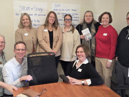 Deans from Extended Learning and the College of Communication, Media and the Arts, along with faculty and staff, recently visited the Syracuse STEAM School to explore partnerships in broadcasting, music, theatre and dance. 