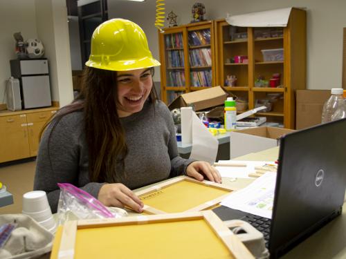 Senior technology education major Gabrielle Bloise delivers a STEM 4 Kids lesson