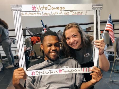 Students working together for civic engagement via Vote Oswego