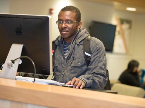 Student working on a computer