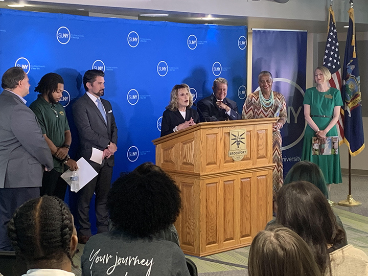 President Deborah F. Stanley, co-chair of SUNY’s Mental Health and Wellness Task Force, was on hand today as SUNY Chancellor Jim Malatras announced a historic $24 million investment in student mental health and wellness services.