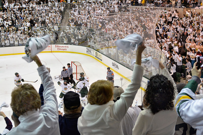 Crowd cheers at Whiteout game