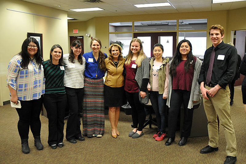 SUNY Oswego in Syracuse students with President Stanley