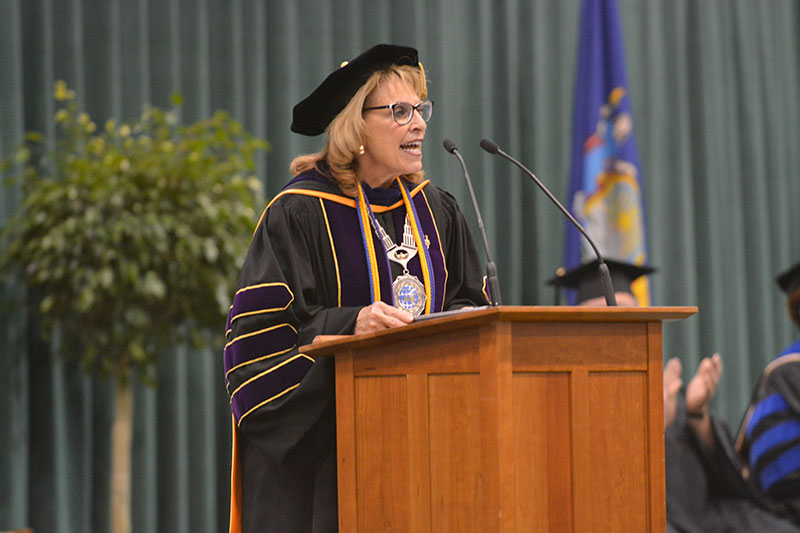 President Deborah F. Stanley speaking at Commencement