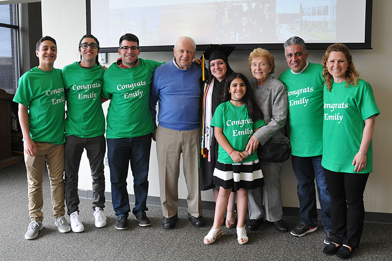 Emily Nassir with family at Commencement