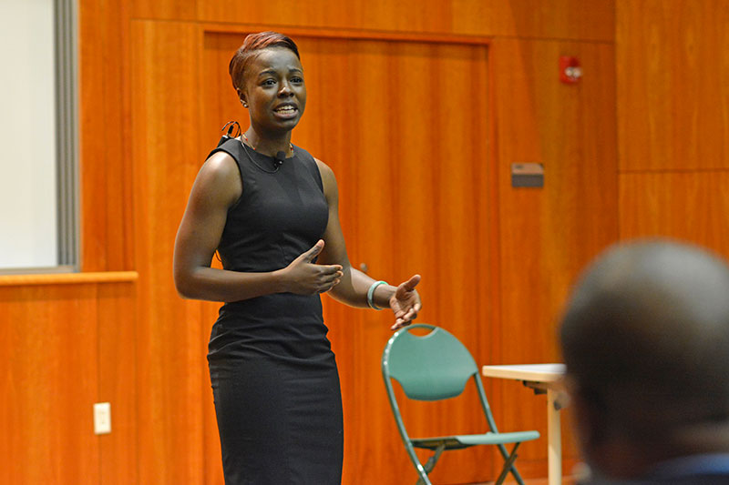 Tiraya Conyers gives keynote speech for the ALANA Student Leadership Conference