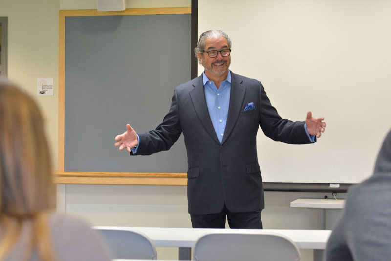 Lou Borrelli speaks to a class