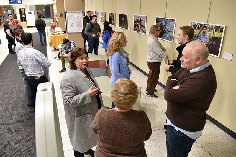 Army veteran Jennifer Riddle at reception for Voices of Oswego Veterans