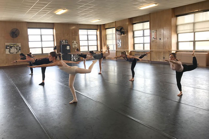 Students in a modern dance class