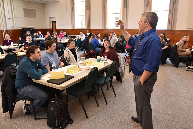 Aspiring teachers gather for a workshop with a host of classroom management strategies