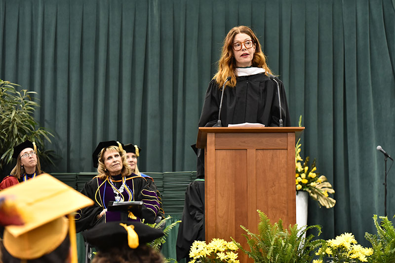 Christene Barberich speaks at Commencement