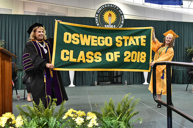 Class of 2018 banner presented at Commencement