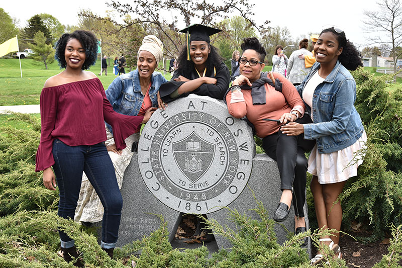 Aleyah Johnson celebrates with family after Commencement