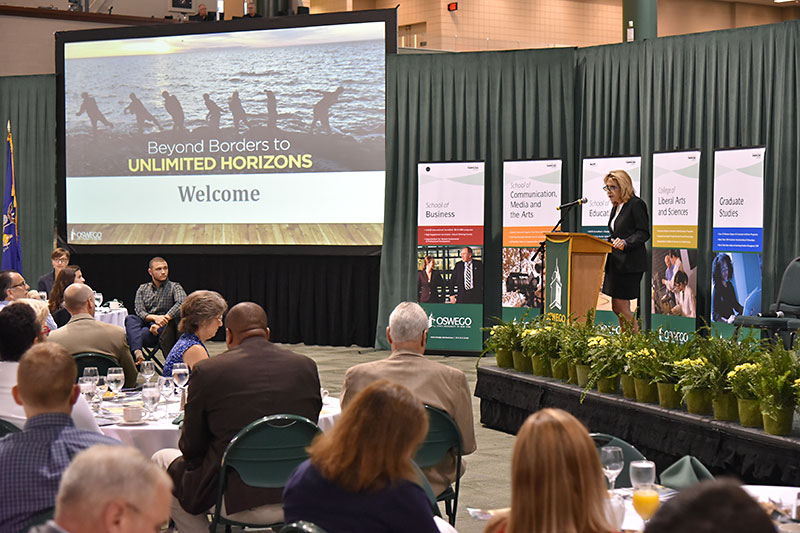 President Stanley addresses Opening Day Breakfast