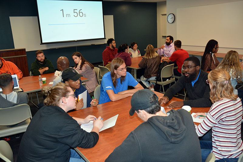 Humphrey Fellows meet with students