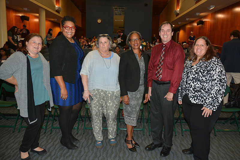 Lecia Brooks with campus members for her talk