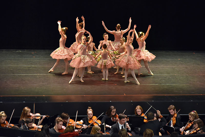 Ballerinas from SUNY Oswego and the Oswego community dance to a selection from Tchaikovsky’s Nutcracker