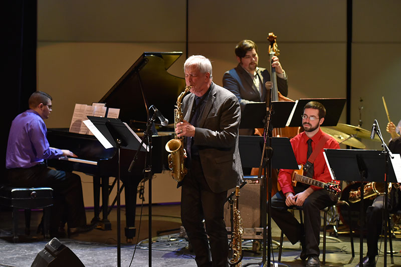 Special guest Dick Oatts fronts the college’s Jazz Ensemble in a concert