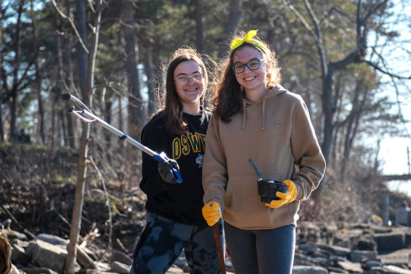 Students cleaned up the lakeside on Earth Day