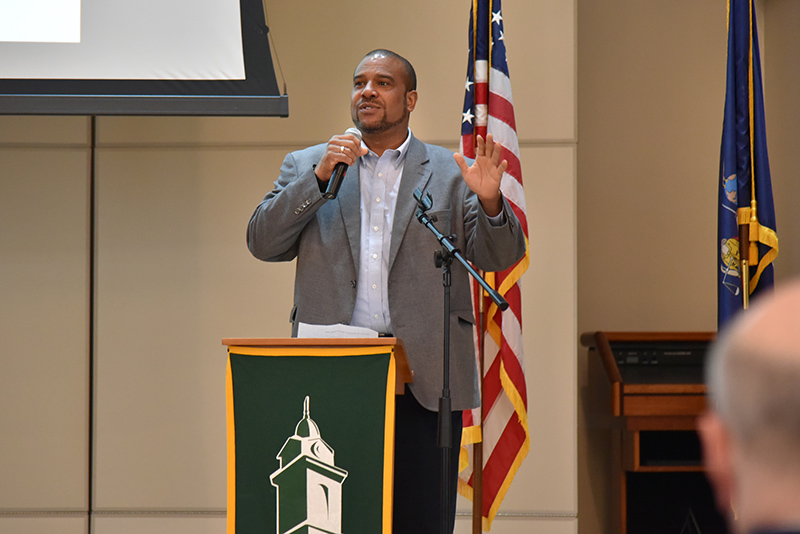 Rodmon King, the college’s chief diversity and inclusion officer, served as keynote speaker for the Employee Recognition Luncheon