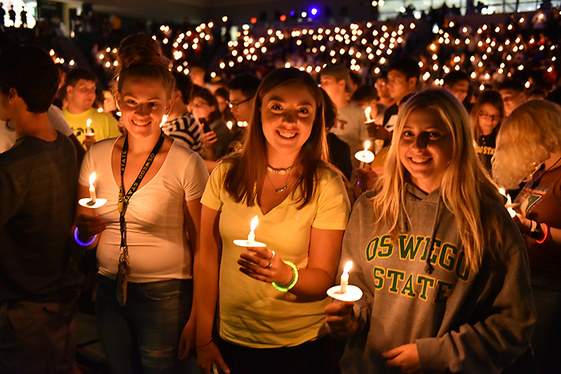 New students take part in the Welcoming Torchlight Ceremony on Aug. 23