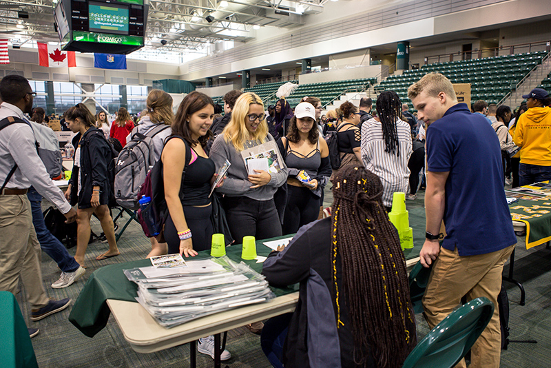 The fall Student Involvement Fair on Aug. 28 in Marano Campus Center featured many of the college’s more than 200 student organizations