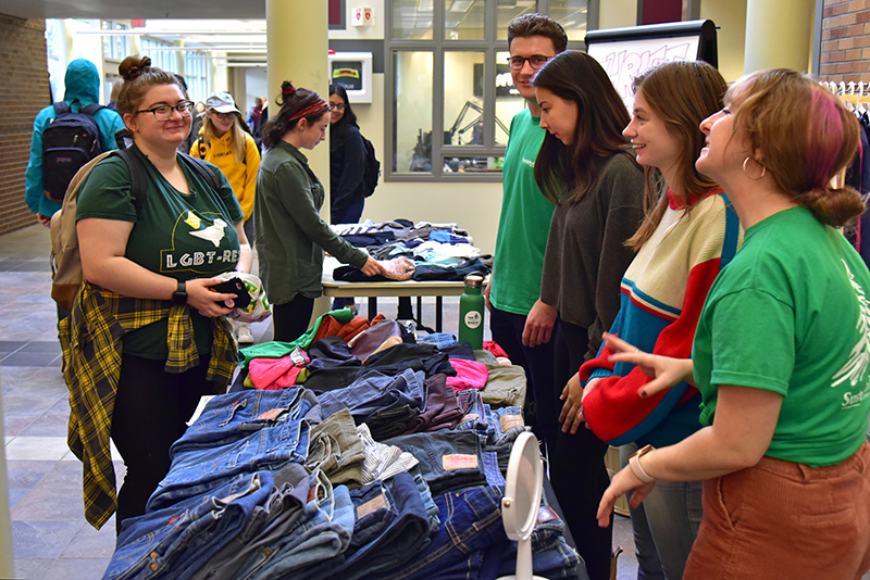 Sustainability Office interns held a donated clothing sale in the Marano Campus Center concourse to raise funds for the purchase of new trees to plant on campus as a way to celebrate next year's 50th anniversary of Earth Day