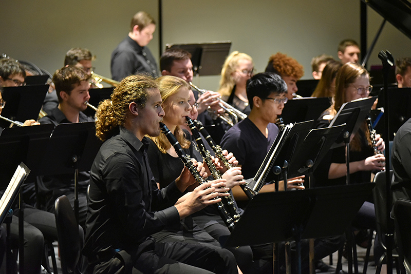 The SUNY Oswego Wind Ensemble’s early December concert offered a Waterman Theater audience a wide-ranging program