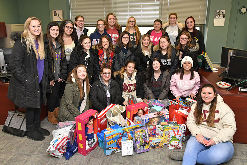 Oswego sororities were among the many entities who supported the college’s 32nd annual Toy Drive and other campaigns to support the community around the holidays