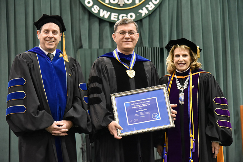 Fehmi Damcaki, professor and chair of SUNY Oswego's chemistry department and founder and director of the GENIUS Olympiad environmental competition, for receives a 2019 SUNY Chancellor’s Award for Excellence in Faculty Service.