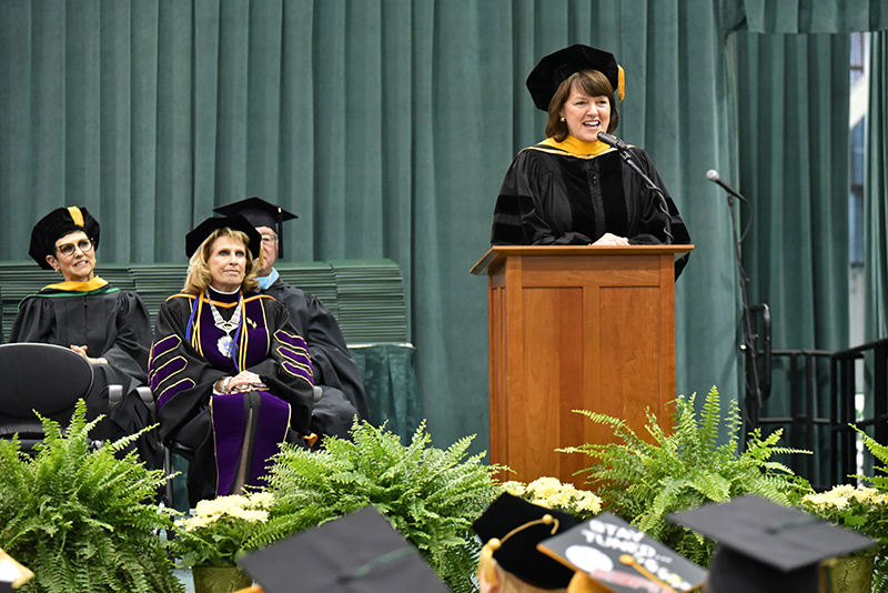 Dr. Marnie LaVigne, the president and CEO of Launch NY, gave the keynote address Dec. 14 at SUNY Oswego's December Commencement