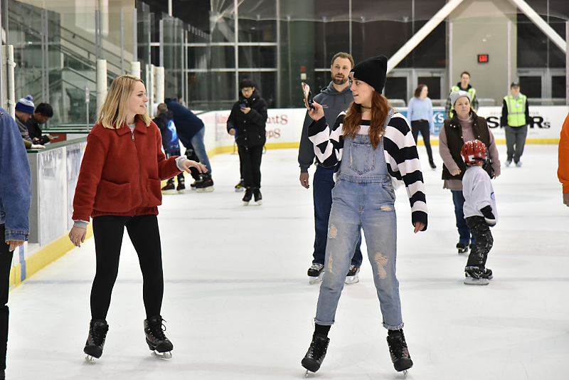 Students taking part in open skate
