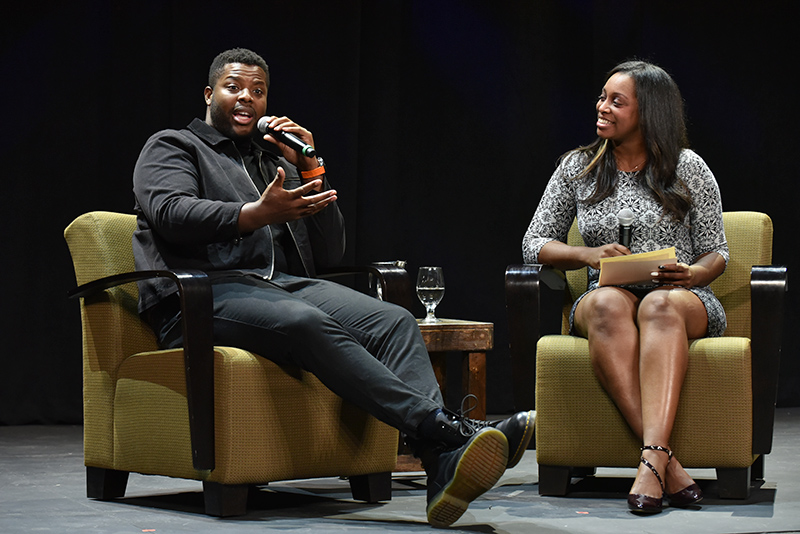 Martin Luther King Jr. Celebration keynote speaker Winston Duke with moderator Mya Brown