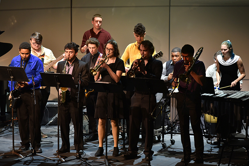 Oswego State Latin Jazz Ensemble performs during Collage concert