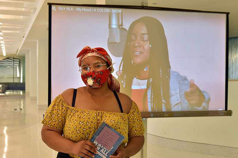 Co-organized by students Samisha Elysee (pictured in Tyler Hall) and Tiffany Flores, the Aug. 20 “Tour of Black Excellence” was among the highlights of Welcome Week