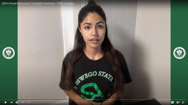 Student Association President Lizeth Ortega presented a compelling message as part of the Virtual Welcoming Torchlight Ceremony, which took place online on Friday, Aug. 21.