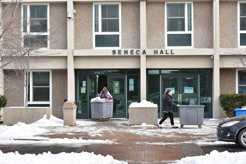 Students move into Seneca Hall on Jan. 24.