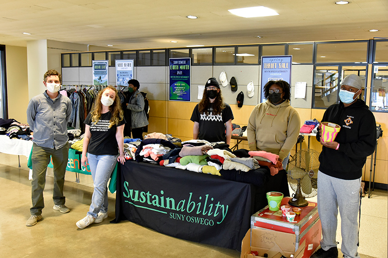 The Office of Sustainability hosted a small-scale thrift sale during Earth Month on Monday and Tuesday to give back to the campus community in the form of low-cost thrift clothing and facts on the benefits of partaking in slow fashion