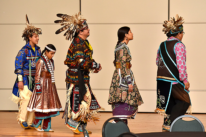 The Native American Haudenosaunee Singers and Dancers performed Nov. 5 in Sheldon Hall ballroom as part of the keynote for the Global Awareness Conference.