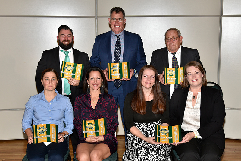 The SUNY Oswego Department of Intercollegiate Athletics inducted seven former Laker student-athletes into the 2021 Hall of Fame class during a ceremony Nov. 13 in Sheldon Hall ballroom.