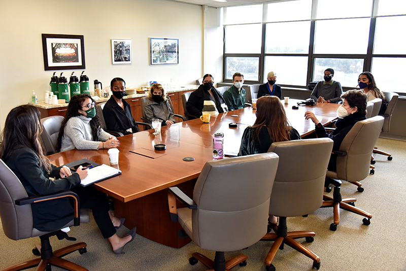 Merryl Tisch, chairman of the State University of New York Board of Trustees, visited SUNY Oswego Nov. 16 to meet with President Deborah F. Stanley, faculty and students. 