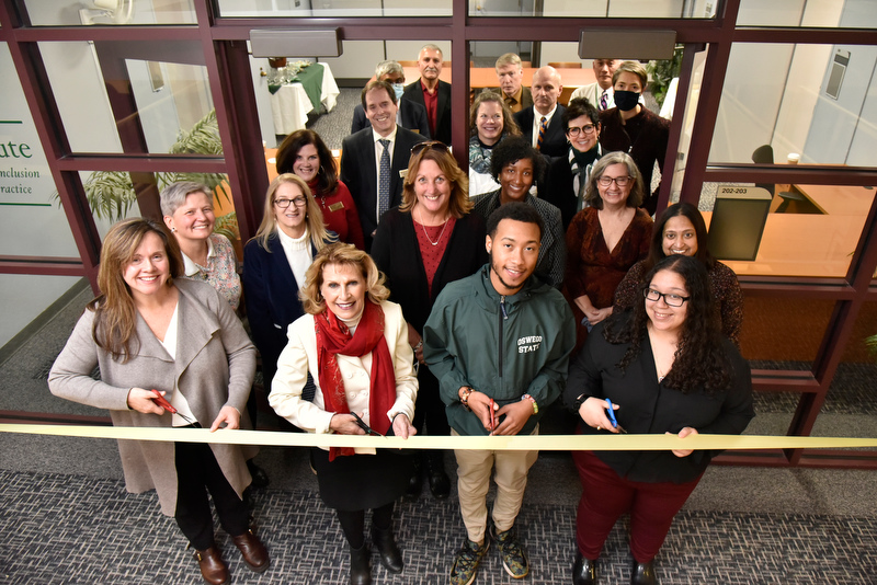 SUNY Oswego celebrated its continuing commitment to equity, diversity and inclusion with a Dec. 9 ribbon-cutting to mark the official location of the recently established Institute for Equity, Diversity, Inclusion, and Transformative Practice. 