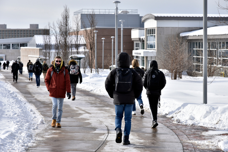 Oswego’s renowned winter weather greets students and the campus community Jan. 24 on their first day of classes in the spring semester.
