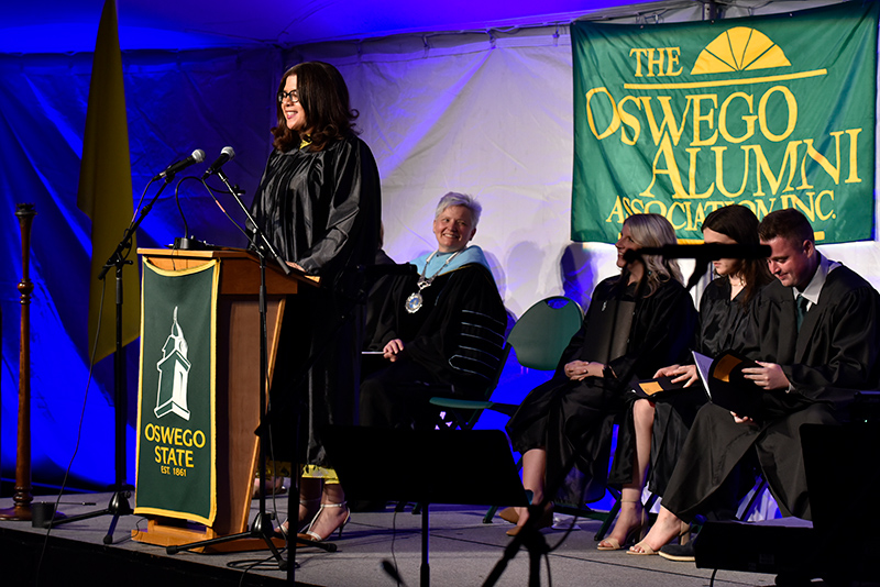 Trudy Perkins, a 1993 alumna and acting chief of staff and communications director for Ohio U.S. Sen. Sherrod Brown, delivered the keynote address at the 2022 Commencement Eve Torchlight Dinner and Ceremony on Friday, May 13. 
