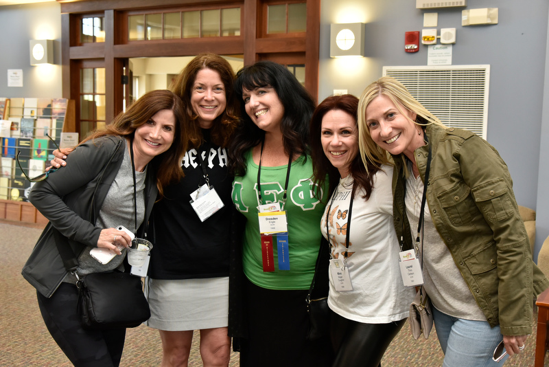 Sorority sisters reunite at Reunion HQ in Riggs Hall.