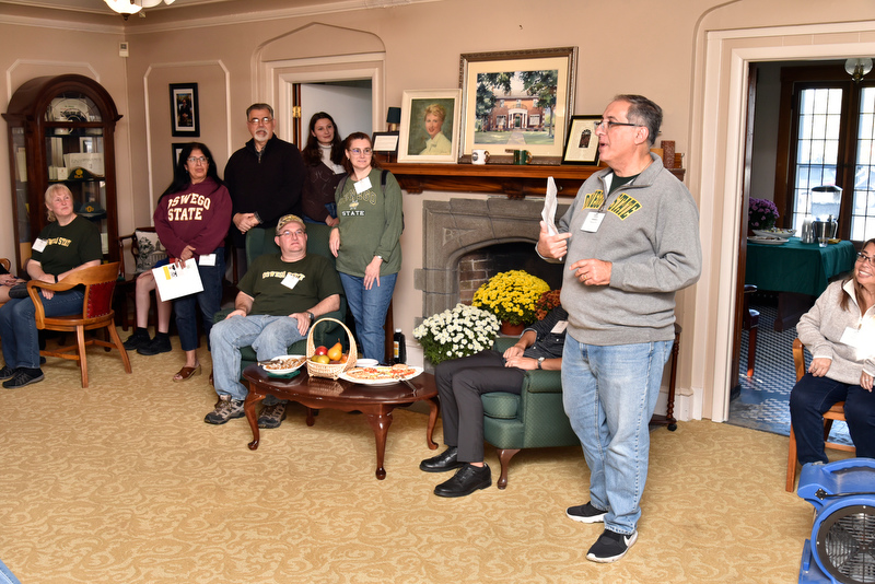 The Alumni Legacy Reception, which celebrates Oswego alumni and their next family generations of current Oswego students, was held Oct 20 in King Alumni Hall. Parent of two former and current Oswego students, Montos Vakirtzis, a 1987 alumnus and frequent participant in the Alumni Sharing Knowledge program (ASK), talks about some of the many networking and support opportunities available to students at Oswego.