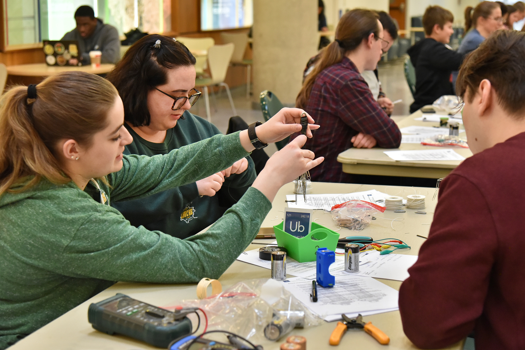 The “Treasure Hunt with Electromagnets” provided a fun competition among a variety of SUNY Oswego STEM clubs and high school students working together to build electromagnets. 